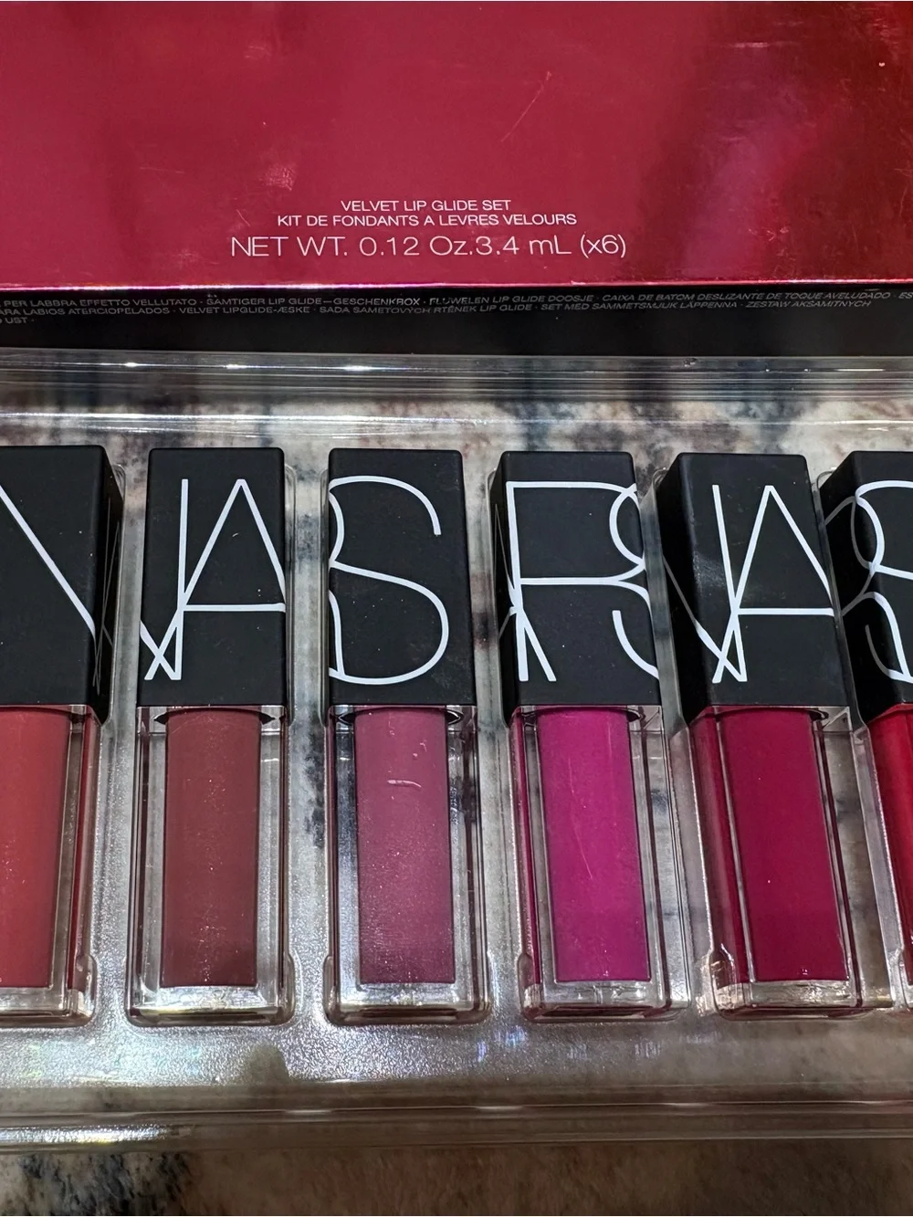 NARS Velvet Lip Glide Mini Set - Mauve, Dusty Rose, Berry, Fuchsia, Crimson, Red